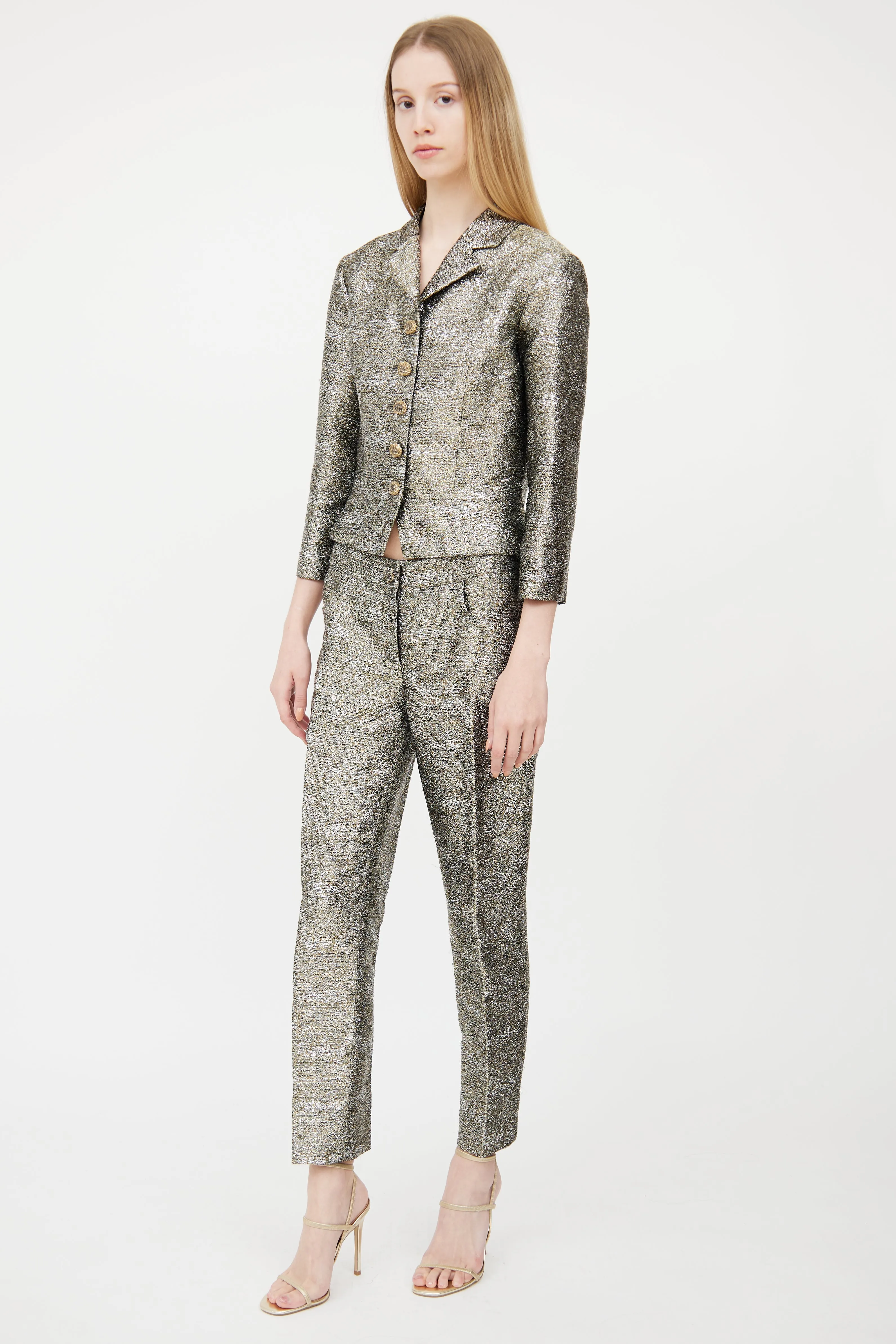 2012 Silver & Gold Woven Pant Suit