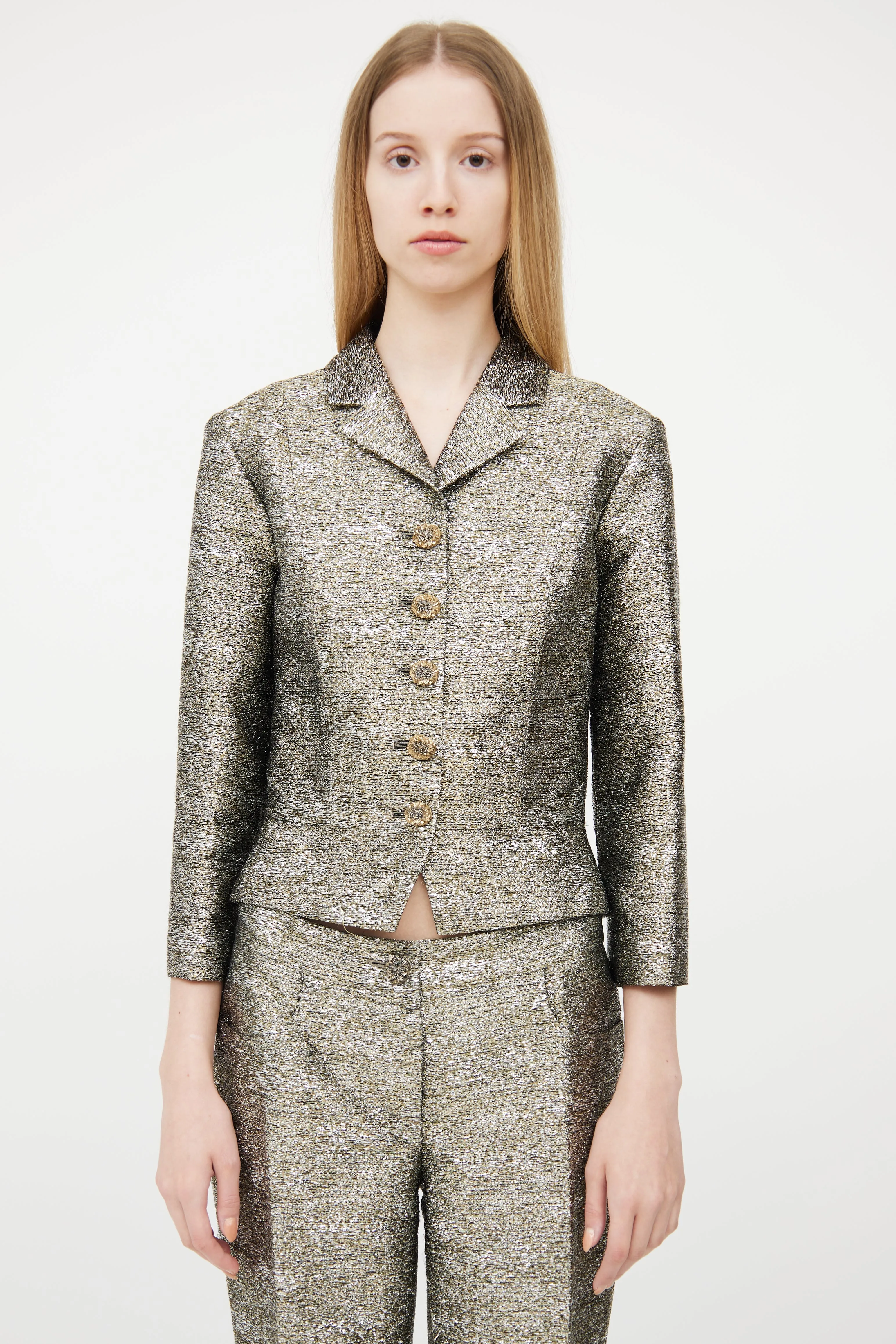 2012 Silver & Gold Woven Pant Suit