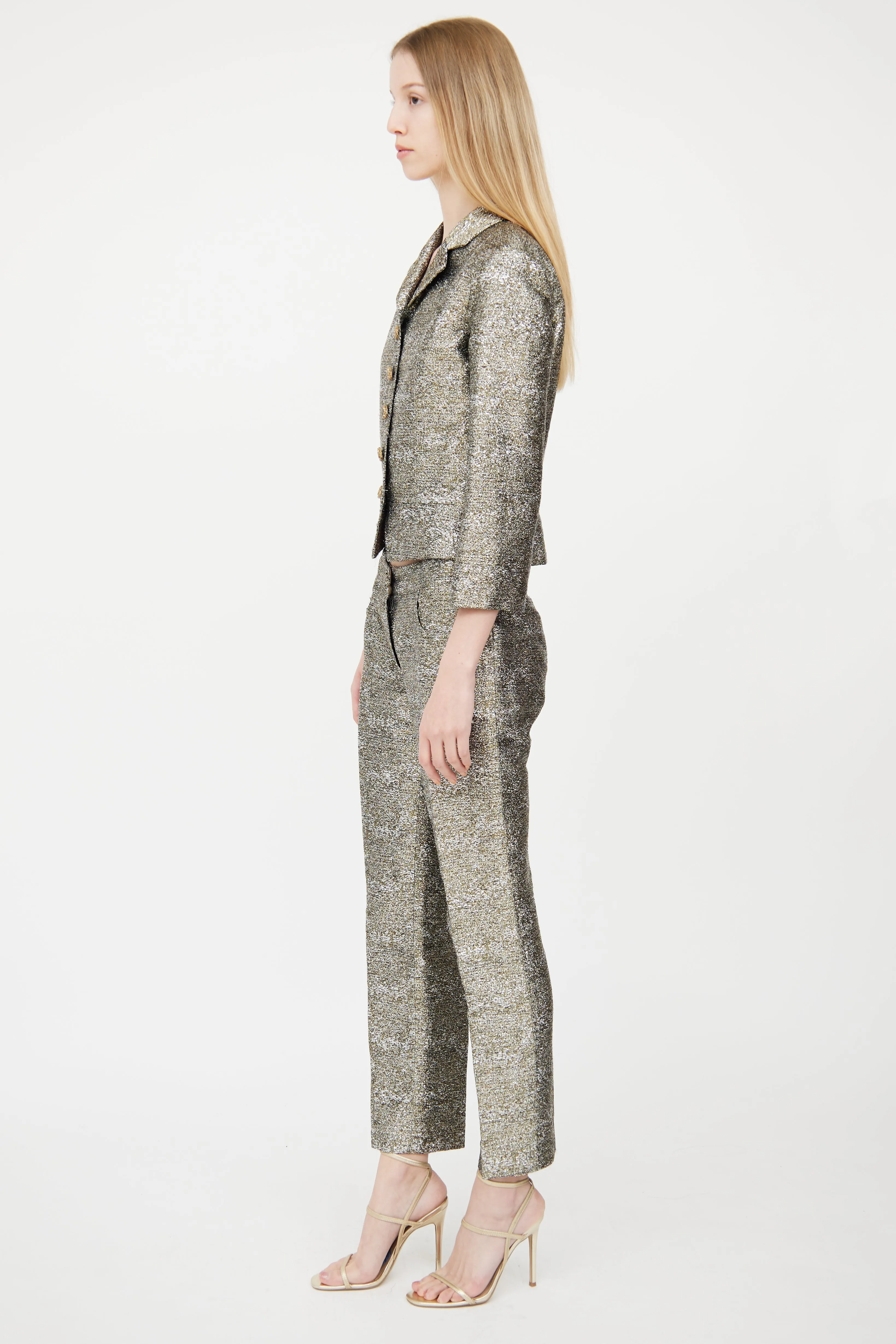 2012 Silver & Gold Woven Pant Suit