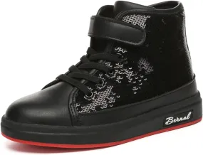 Bernal Kids Fashion High Top Sneakers Sparkle Sequins Flash Walking Shoes for Boys Girls Gift Party Birthday Christmas Halloween (Toddler/Little Kid/Big Kid)