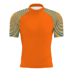 Blue and Yellow Sunset - Men's Surf UPF50  Short Sleeve Rash Guard
