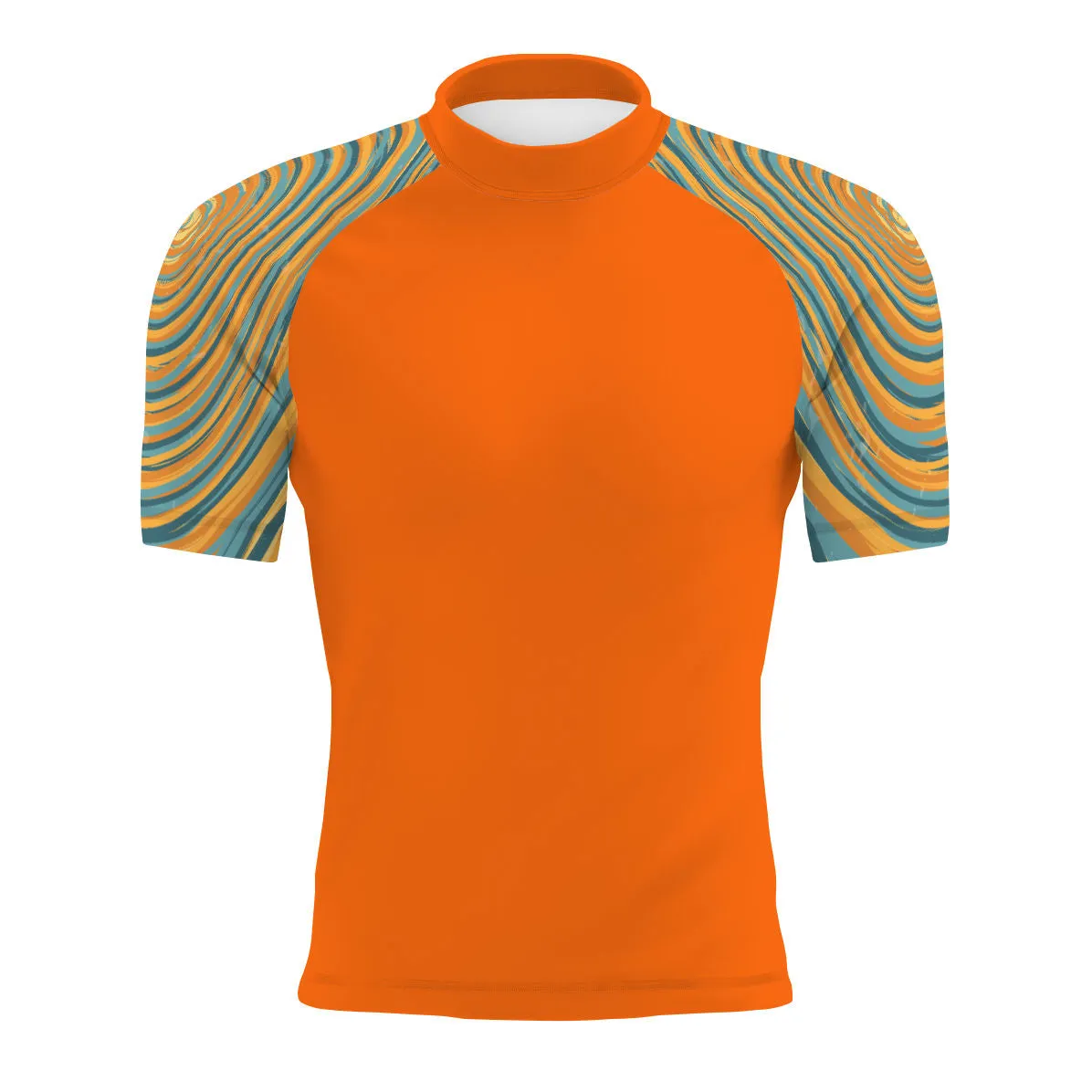 Blue and Yellow Sunset - Men's Surf UPF50  Short Sleeve Rash Guard