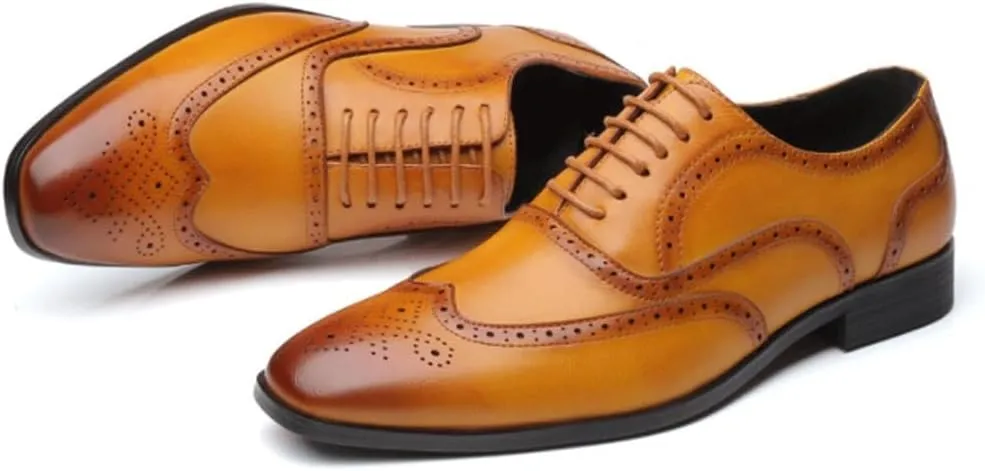 Breathable Dress Shoes for Mens Business Dress Men Prom Wedding Shoes Classic Leather Men'S Suits Shoes Fashion Lace-up Dress Shoes Men Oxfords
