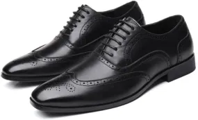 Breathable Dress Shoes for Mens Business Dress Men Prom Wedding Shoes Classic Leather Men'S Suits Shoes Fashion Lace-up Dress Shoes Men Oxfords