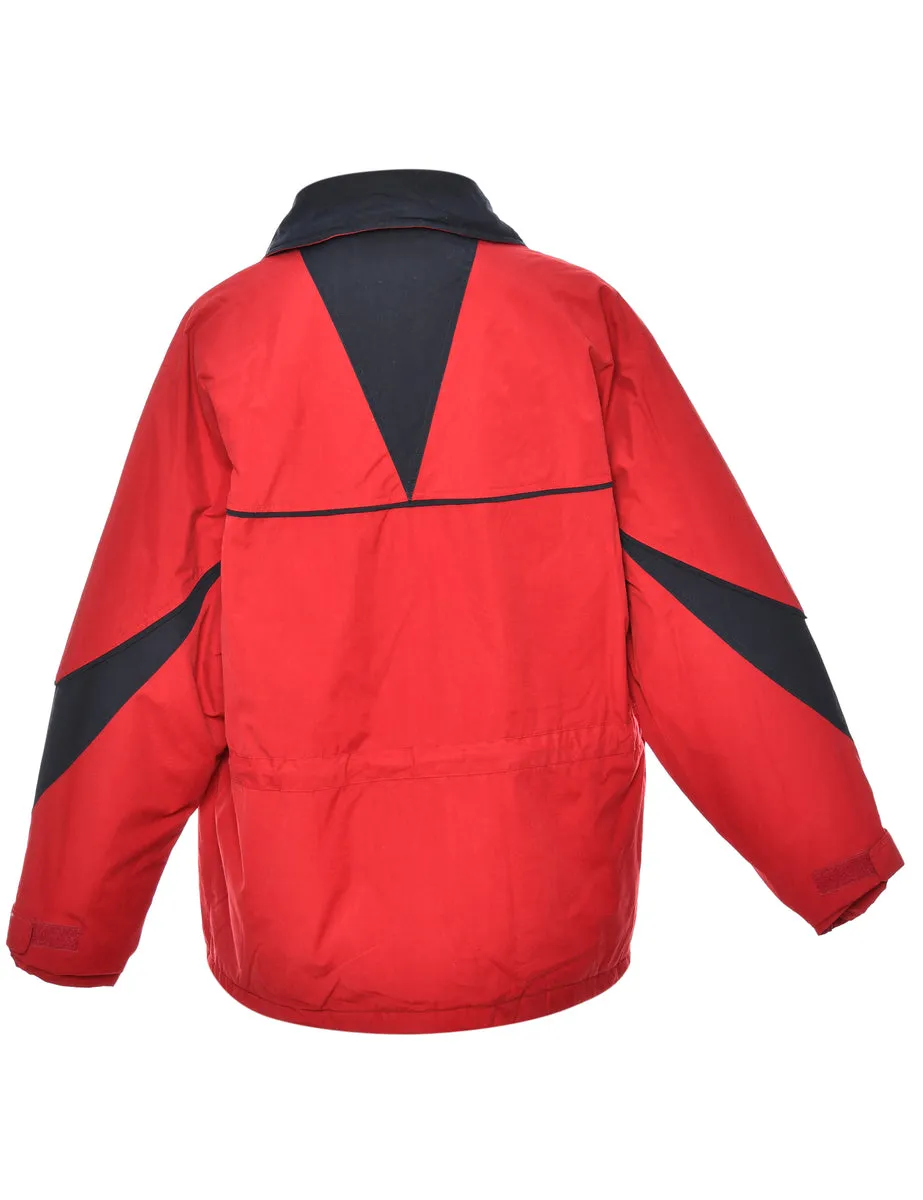 Button Front Red & Navy Ski Jacket - L