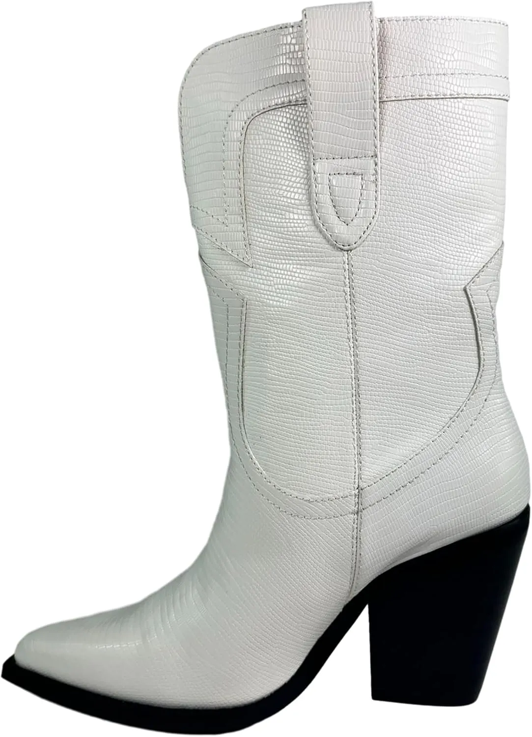 GIRL MILES Women's Stacked Heel Snip Pointed Toe Western Low-Down Ankle Boots