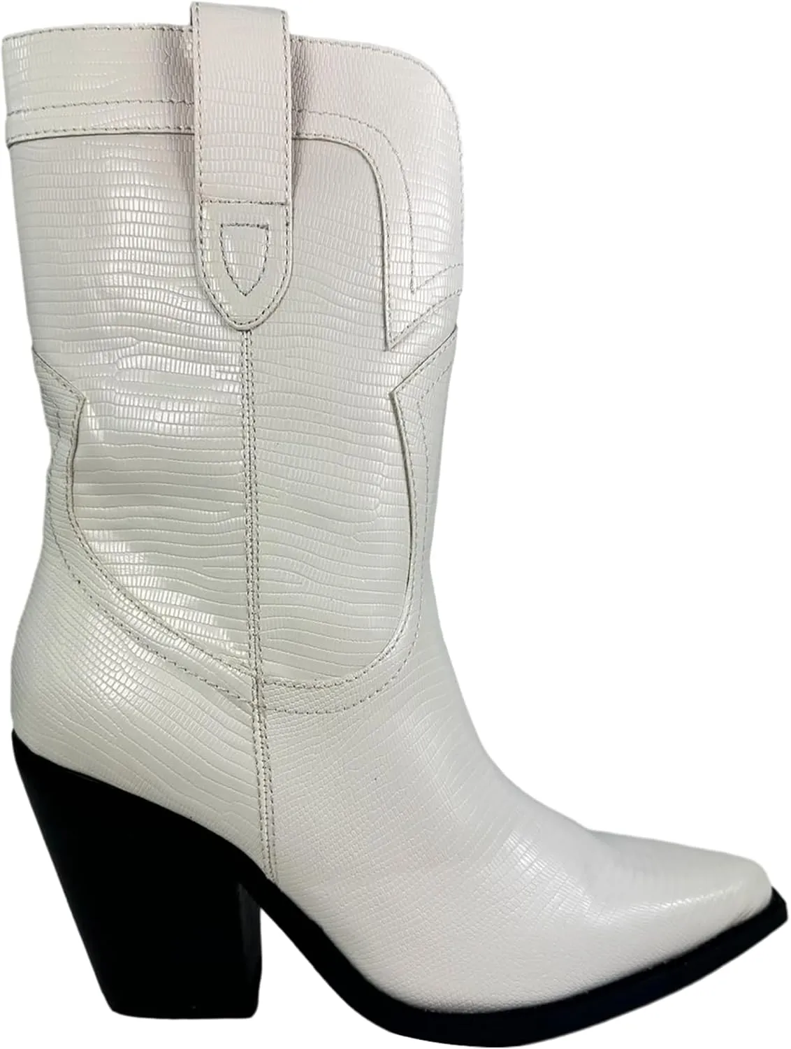 GIRL MILES Women's Stacked Heel Snip Pointed Toe Western Low-Down Ankle Boots