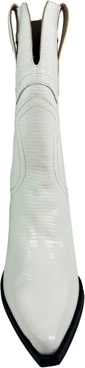 GIRL MILES Women's Stacked Heel Snip Pointed Toe Western Low-Down Ankle Boots