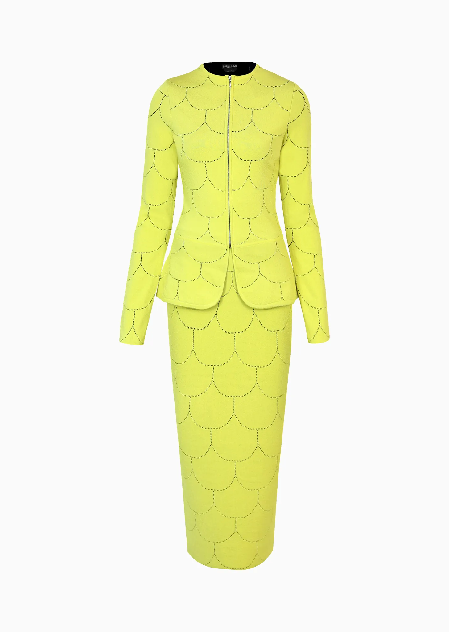 Lauren – Suit Jacket with Laser Cut Black Contrast Scales Detail