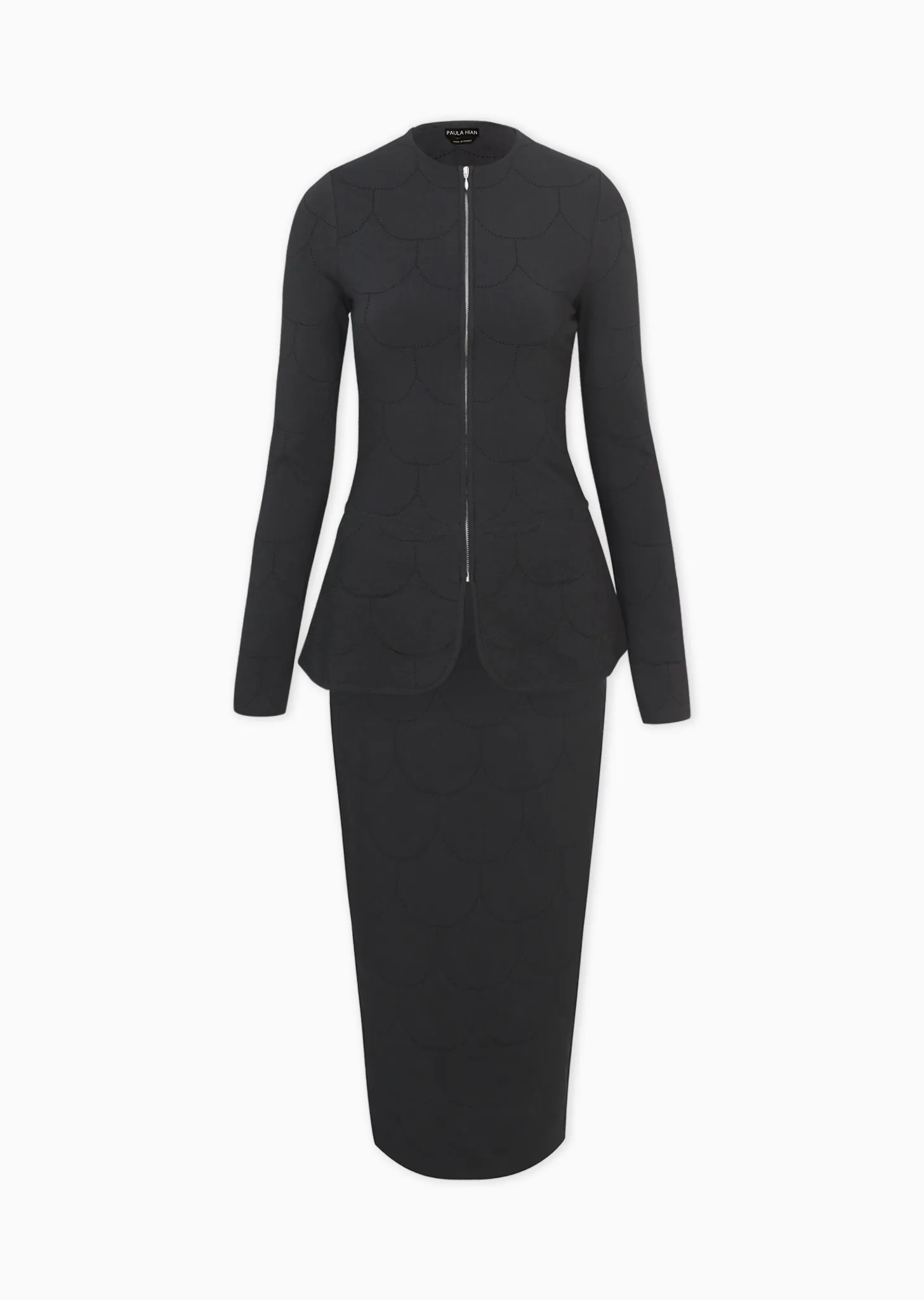 Lauren – Suit Jacket with Laser Cut Black Contrast Scales Detail