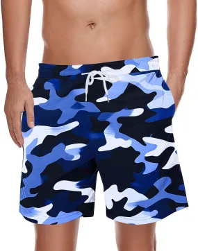 Men's Swim Trunks Summer Quick Dry Swimming Board Shorts Breathable Fit Hawaii Beach Sports Short with Pockets