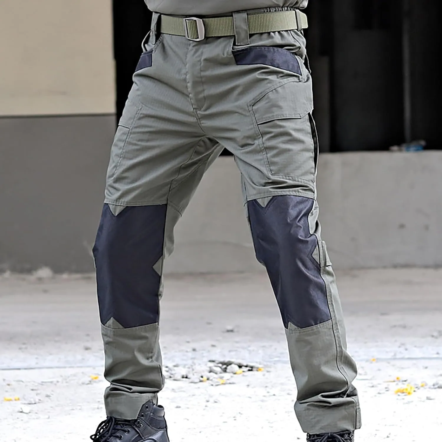 Mens Tactical Pants Water Resistant Flex Ripstop Military Combat Cargo Pants Outdoor Hiking Pants with Multi Pockets(No Belt)