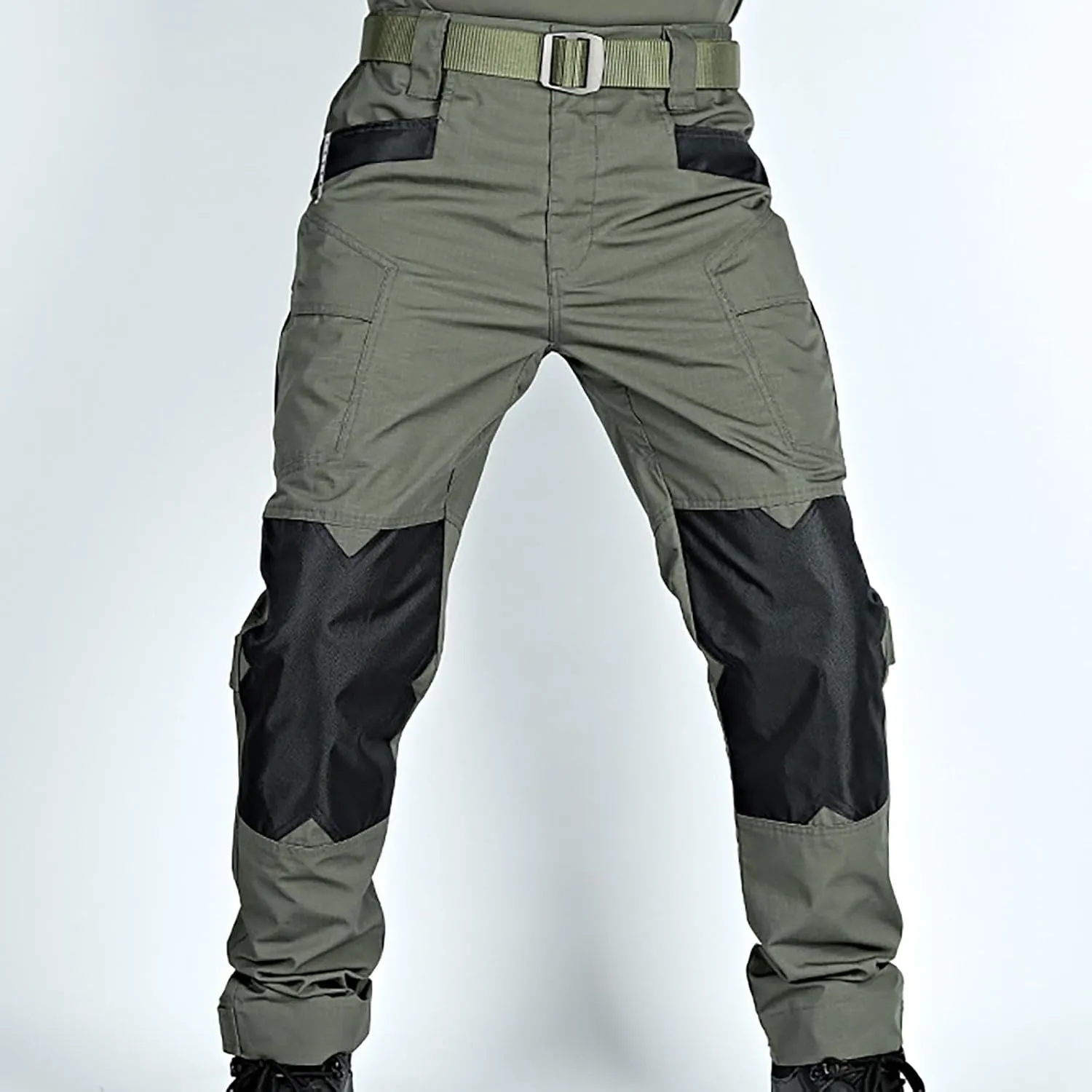 Mens Tactical Pants Water Resistant Flex Ripstop Military Combat Cargo Pants Outdoor Hiking Pants with Multi Pockets(No Belt)