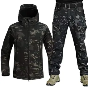 Military Soft Shell Suits Set for Men - Waterproof Tactical Jacket and Pant for Combat Uniform Militar Clothes Suit
