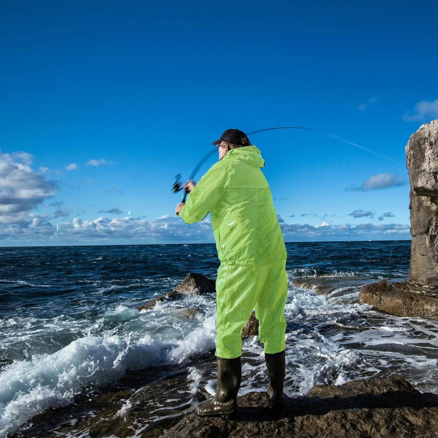 RainRider Rain Suits Safety Rain Jacket with Pants High Visibility Reflective Rain Gear