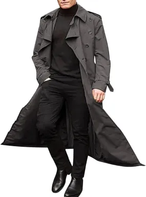 Windbreaker Jackets for Men Classic Loose Long Casual Trendy Solid Jacket