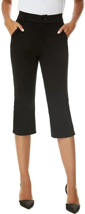 Women's Barely Bootcut Capri Pants Stretchy Capri Dress Pants with Pockets